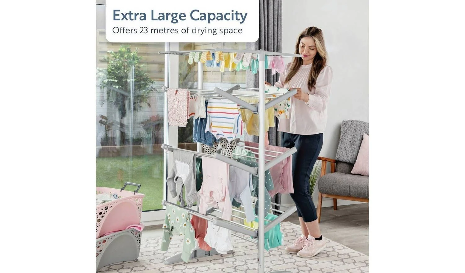 Minky Sure Dri 23m 4 Tier Heated Clothes Airer with Cover - Image 3