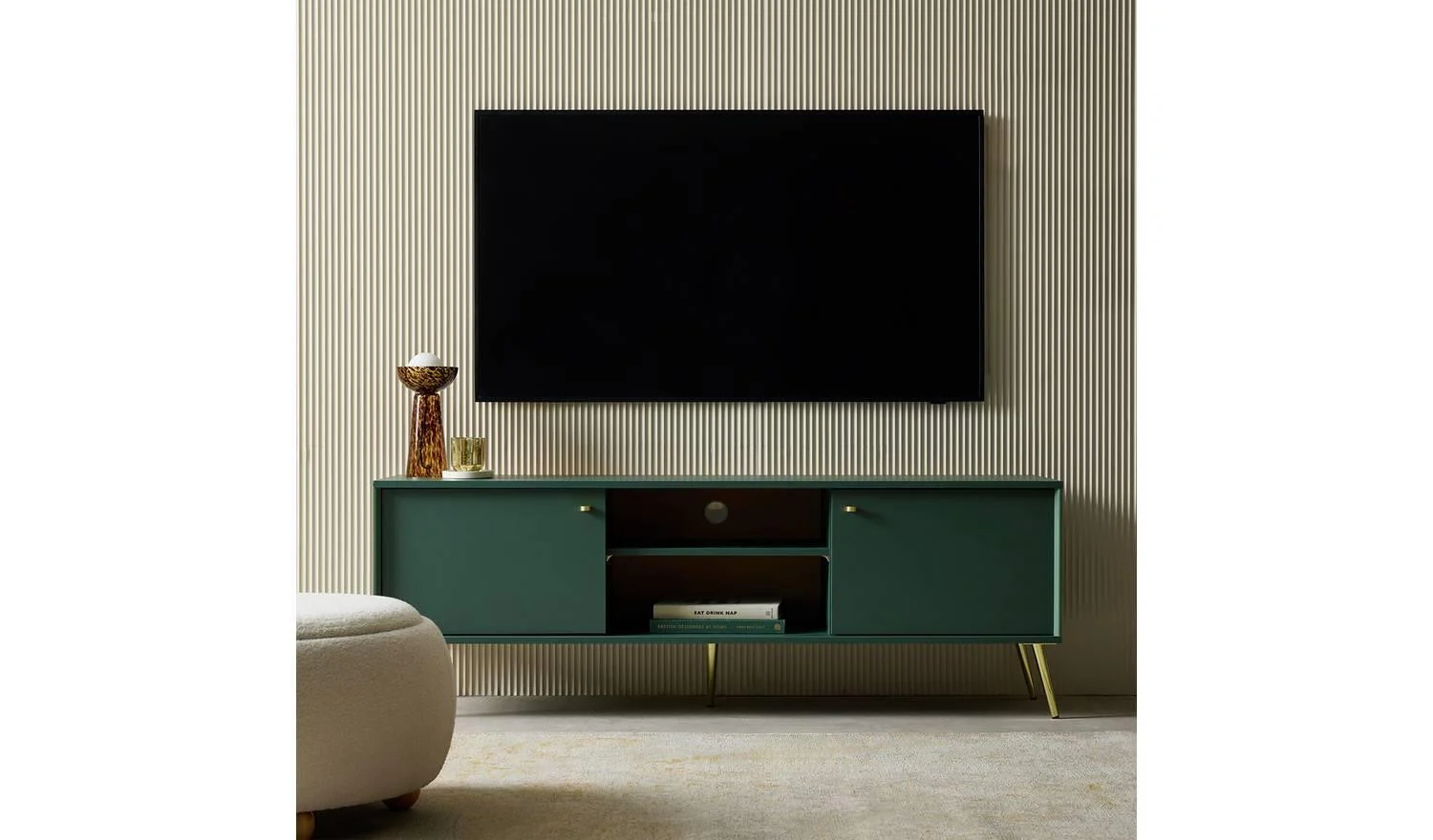 Moana 2 Door TV Unit Green Stylish Media Storage Solution - Image 3