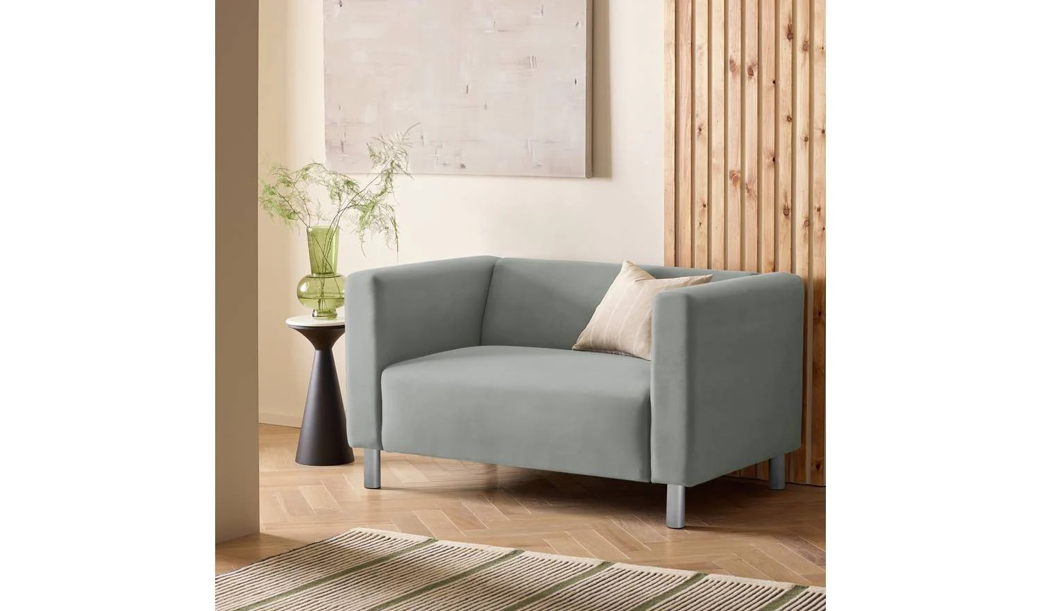 Moda Faux Leather 2 Seater Sofa Grey Modern Living Room Furniture - Image 3