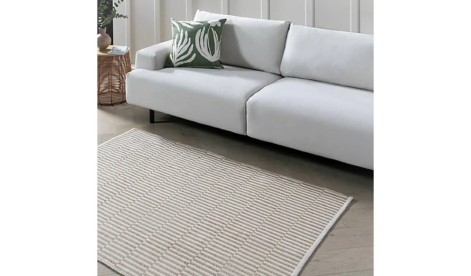 Modern Country Block Natural Flatweave Rug 160x230cm Neutral Home Decor - Image 2