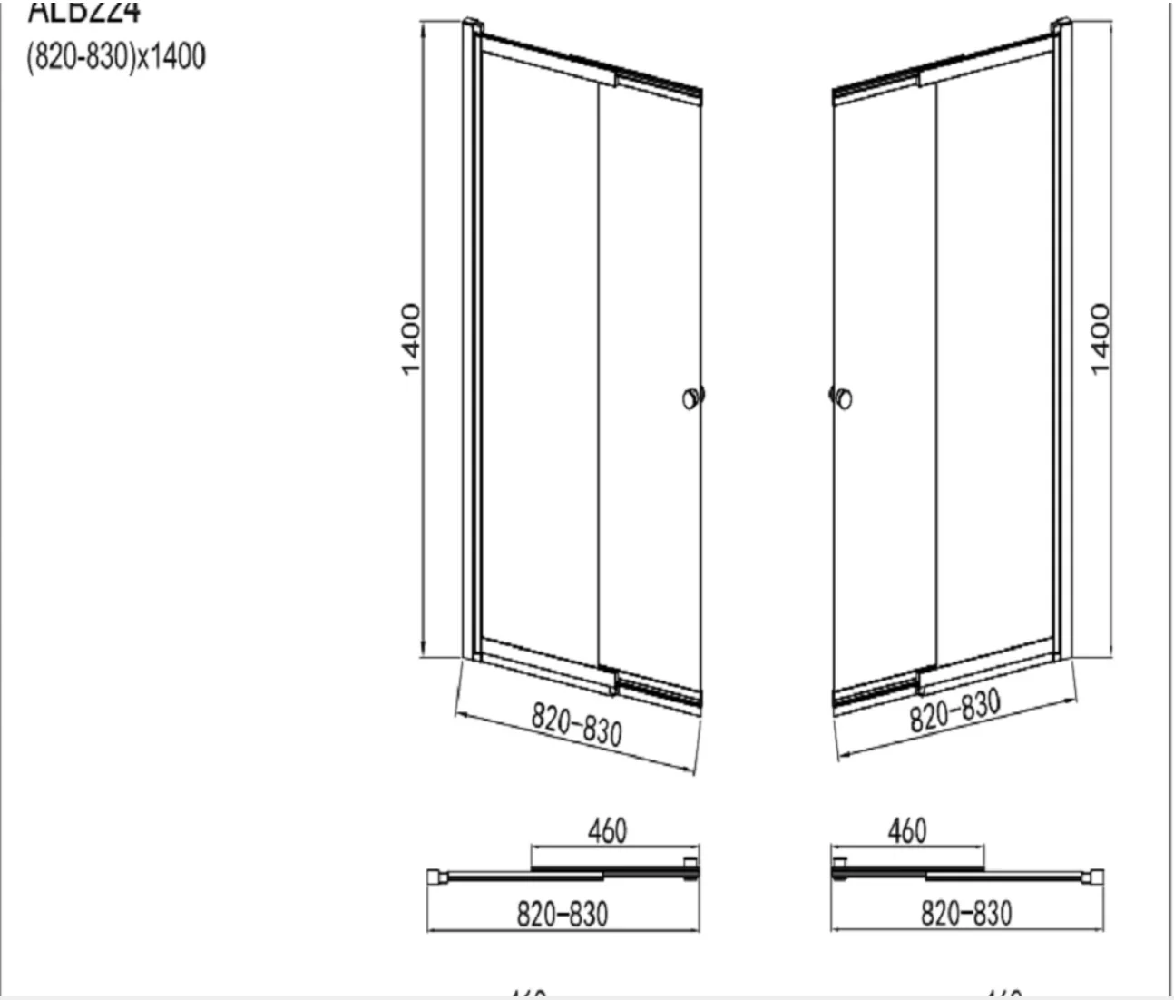 Modern Shower Bath Screen Panel 1400x830mm Chrome | Reversible Left/Right Fit - Image 3