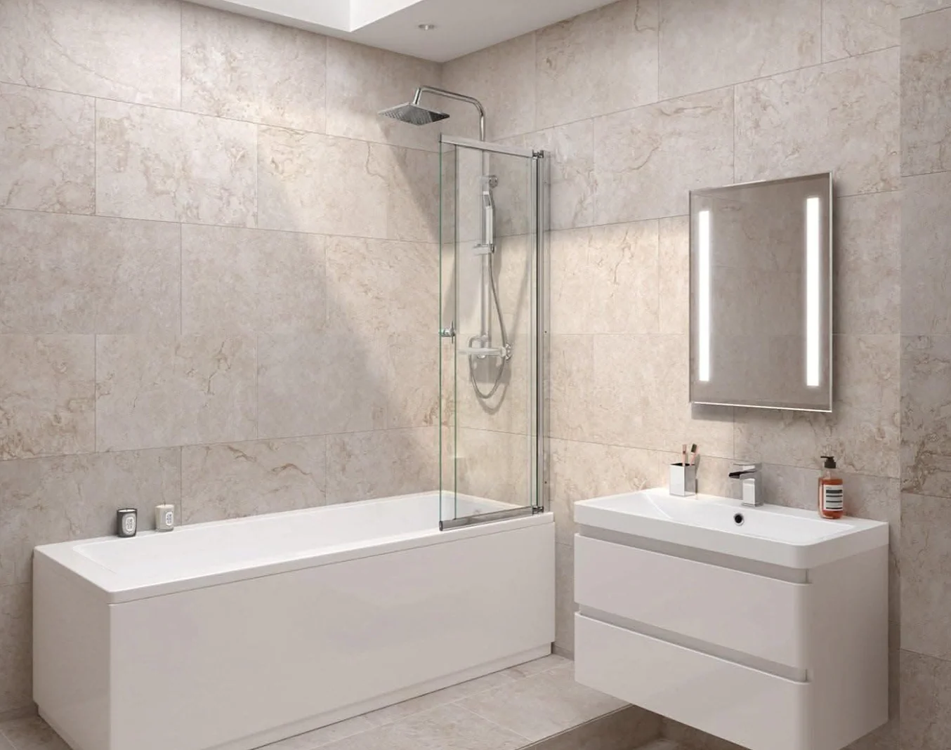 Modern Shower Bath Screen Panel 1400x830mm Chrome | Reversible Left/Right Fit - Image 5
