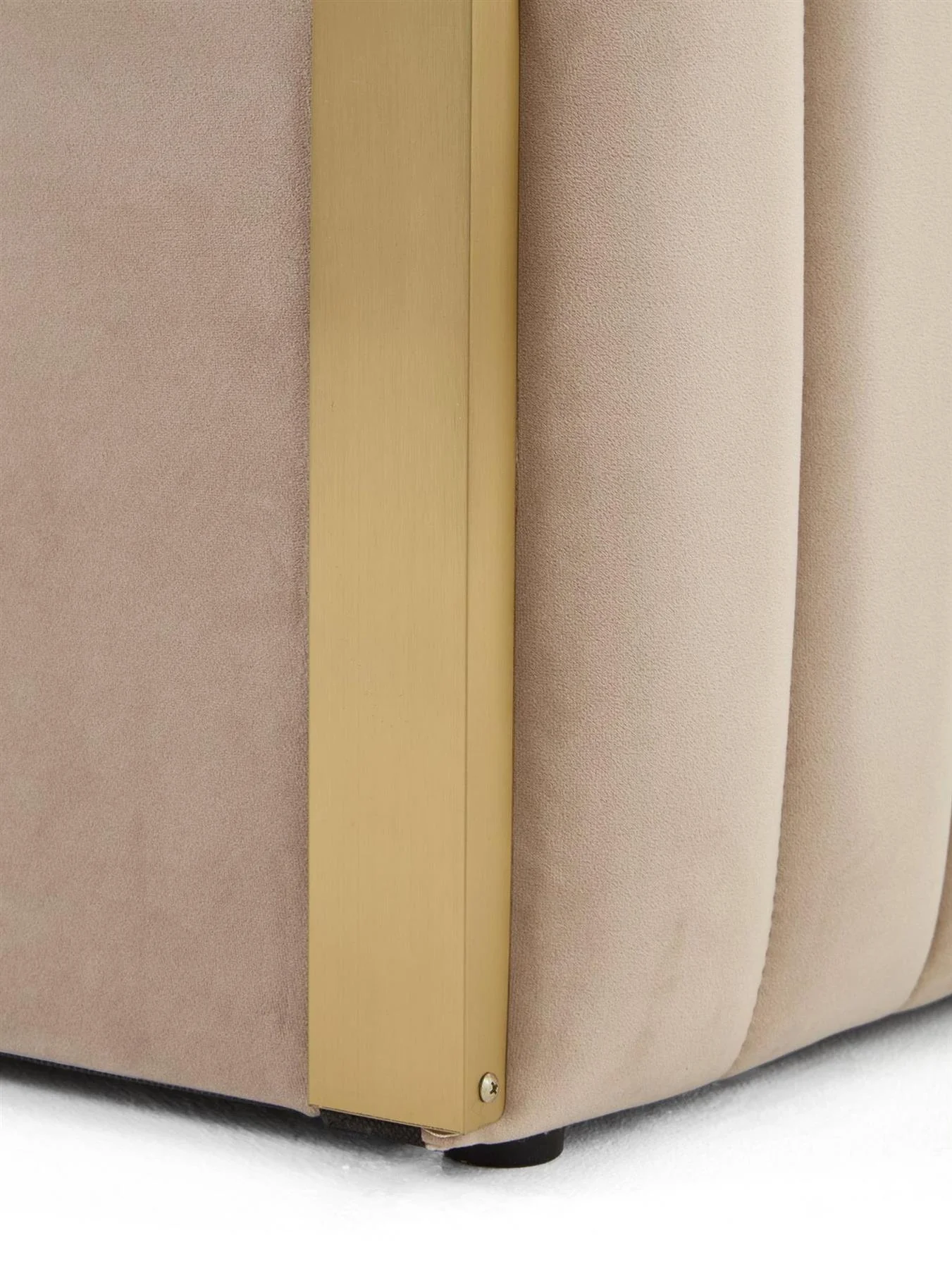 Muse Side Lift Up Storage Ottoman Double Bed Frame Mink/Gold UK - Image 5
