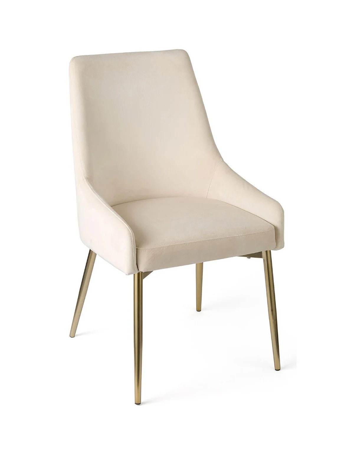 Nala Pair Of Dining Chairs Cream Fabric Brass Legs Mid Century Home Style - Image 3