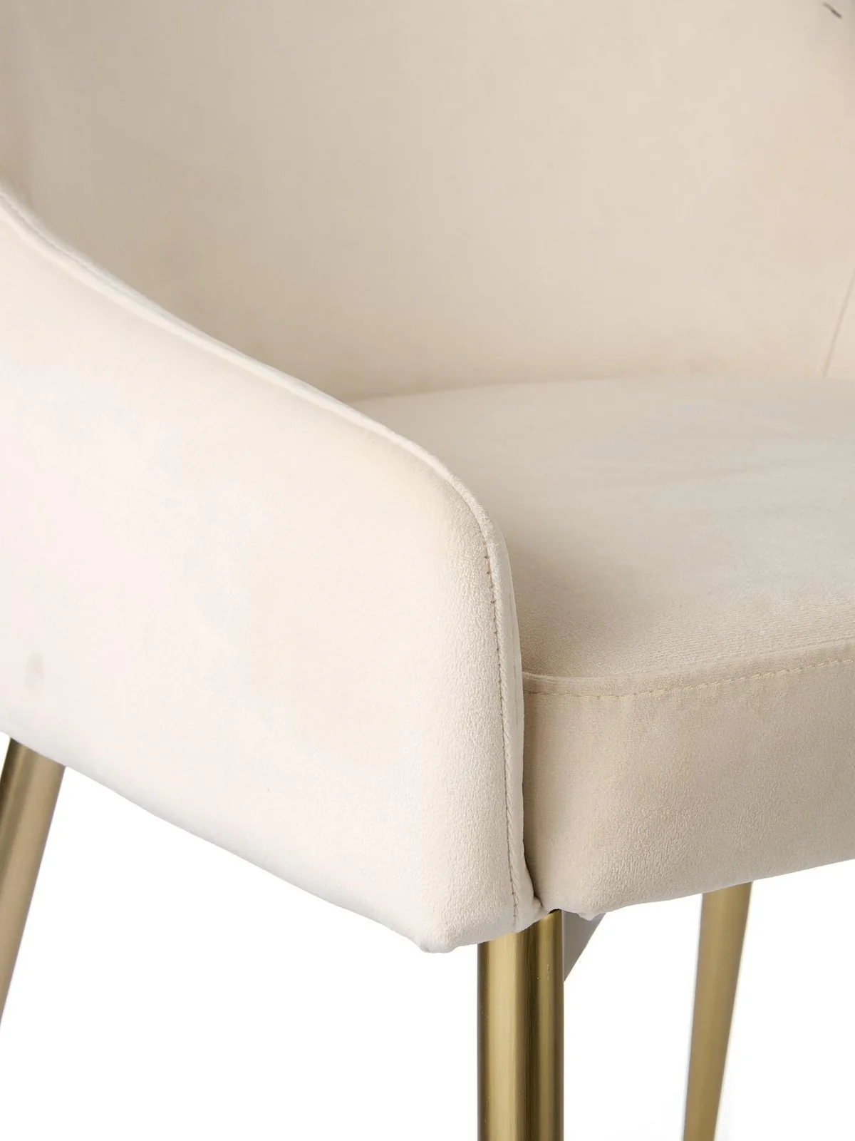 Nala Pair Of Dining Chairs Cream Fabric Brass Legs Mid Century Home Style - Image 5