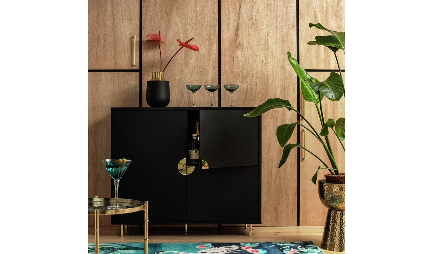 Nara 3 Door Drinks Cabinet Black Stylish and Functional Storage - Image 2
