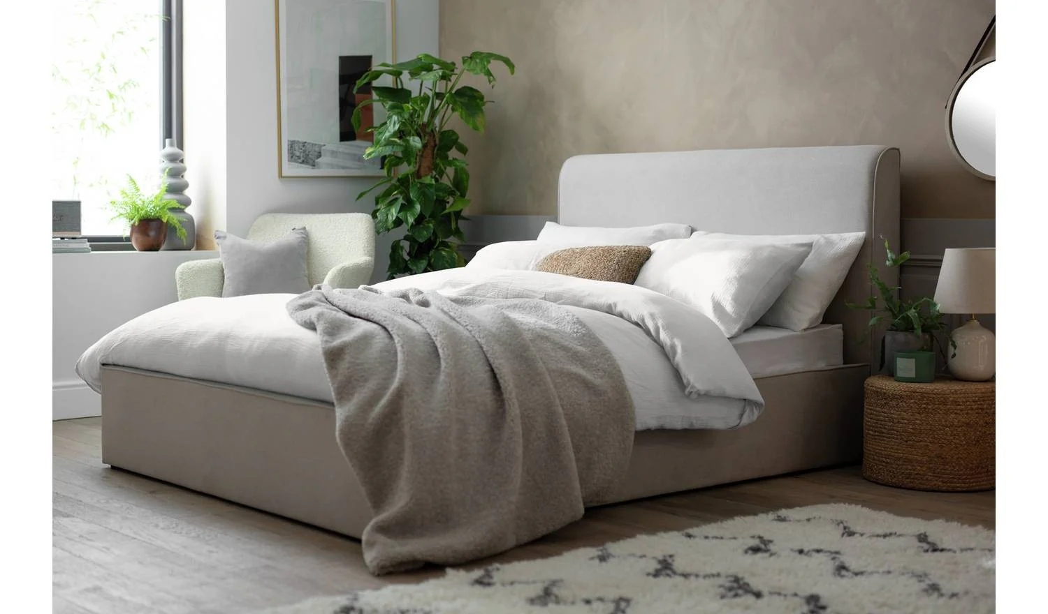 Naree Kingsize Ottoman Bed Frame Natural Underbed Storage Space - Image 3