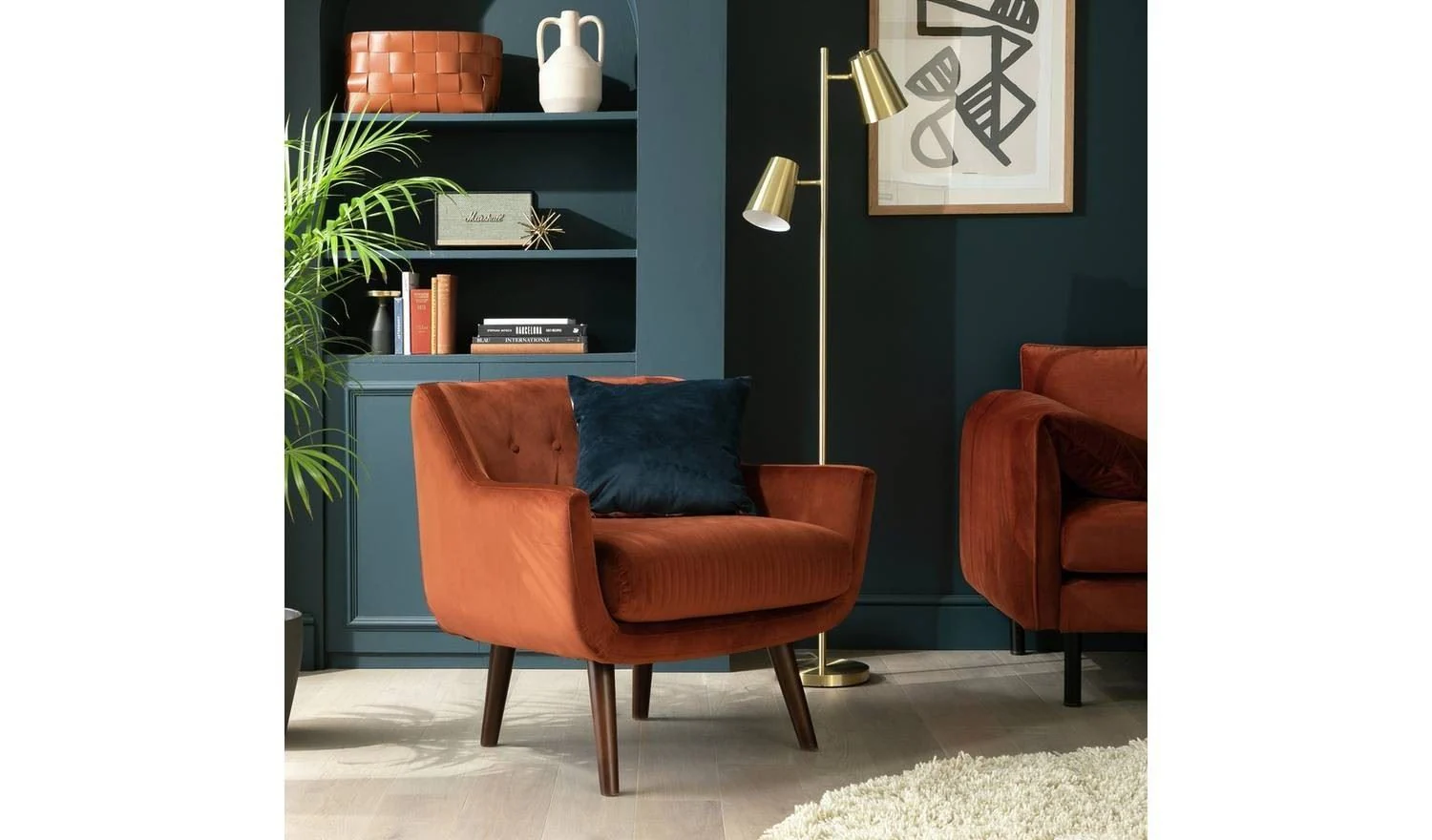 Nellie Velvet Chair - Rust Orange - Image 2
