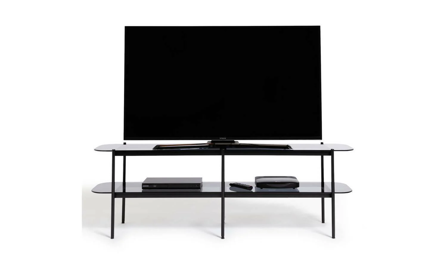 Neo 2 Shelf Large TV Unit Black Modern and Stylish Media Storage Solution - Image 3