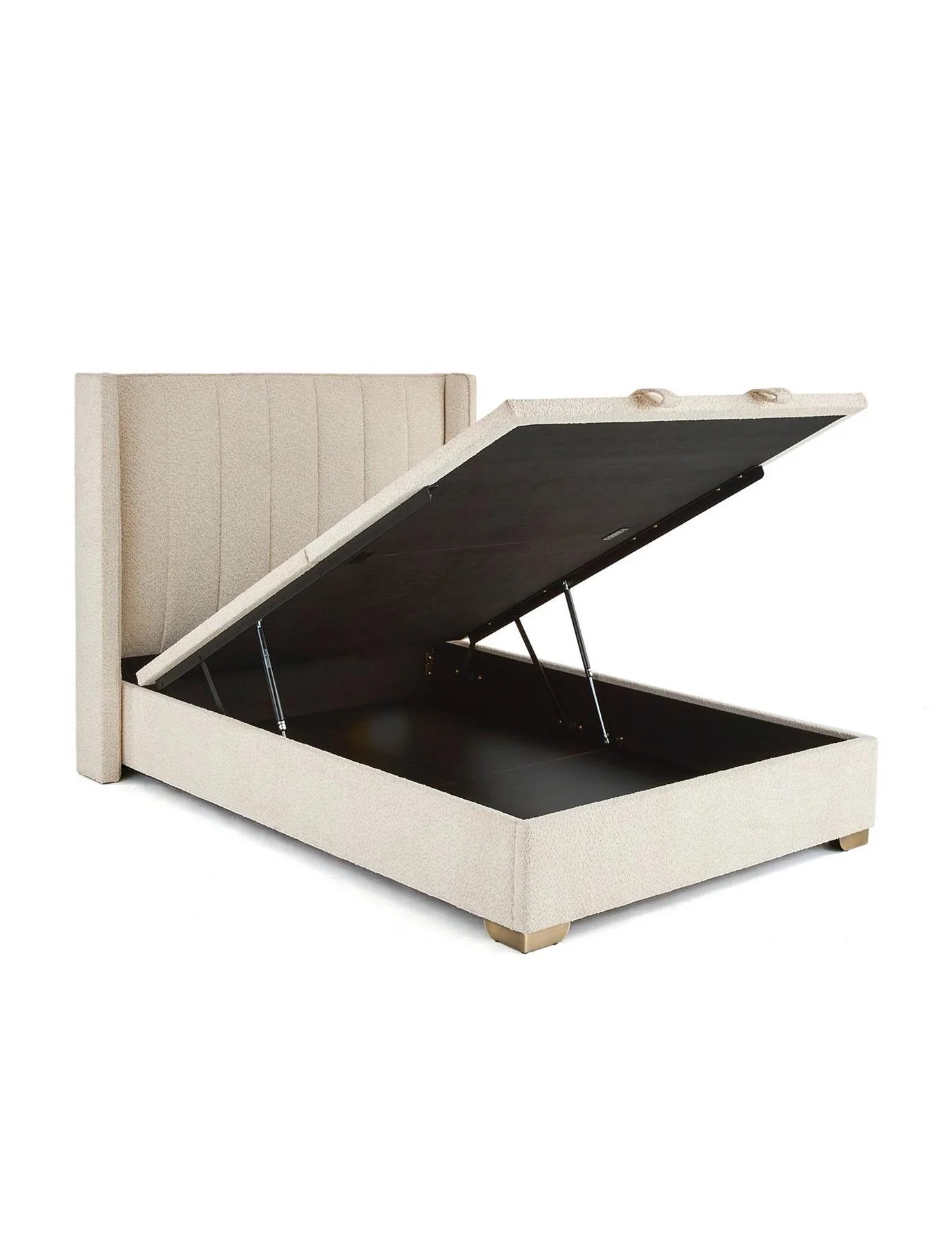 New Dakota Boucle End Lift Up Storage Ottoman Double Bed Frame Natural - Image 3