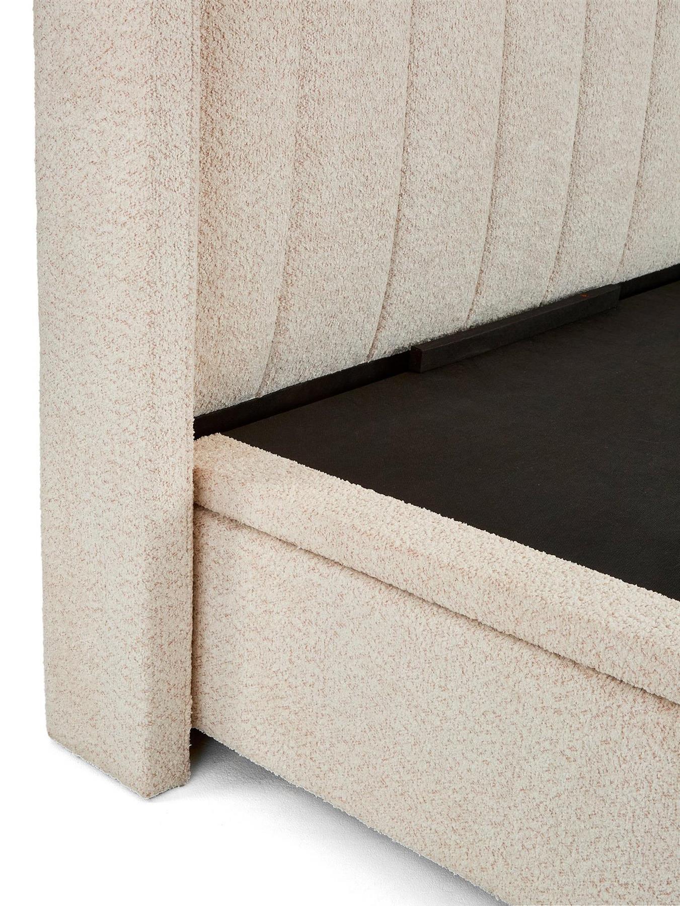 New Dakota Boucle End Lift Up Storage Ottoman Double Bed Frame Natural - Image 5