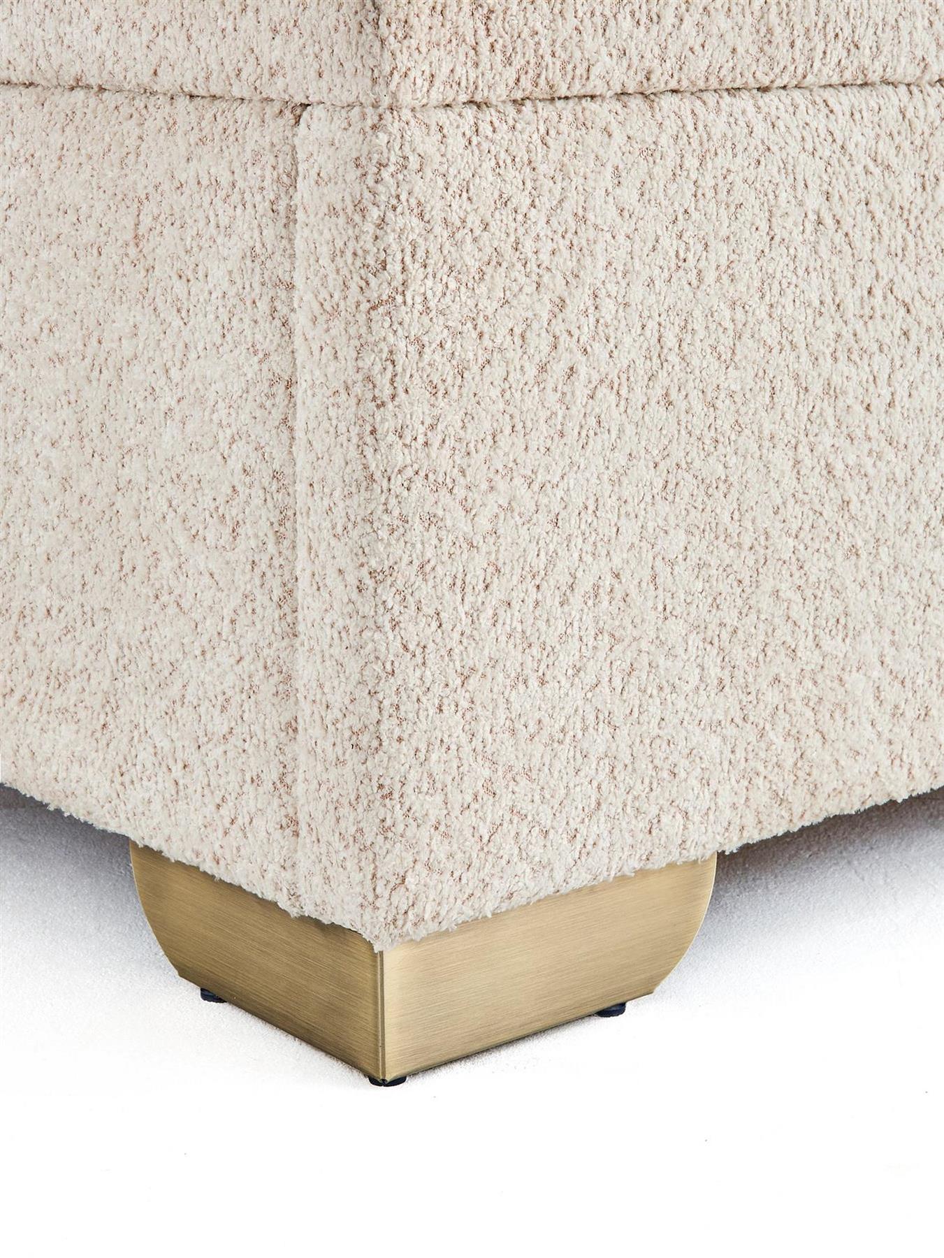 New Dakota Boucle End Lift Up Storage Ottoman Double Bed Frame Natural - Image 6