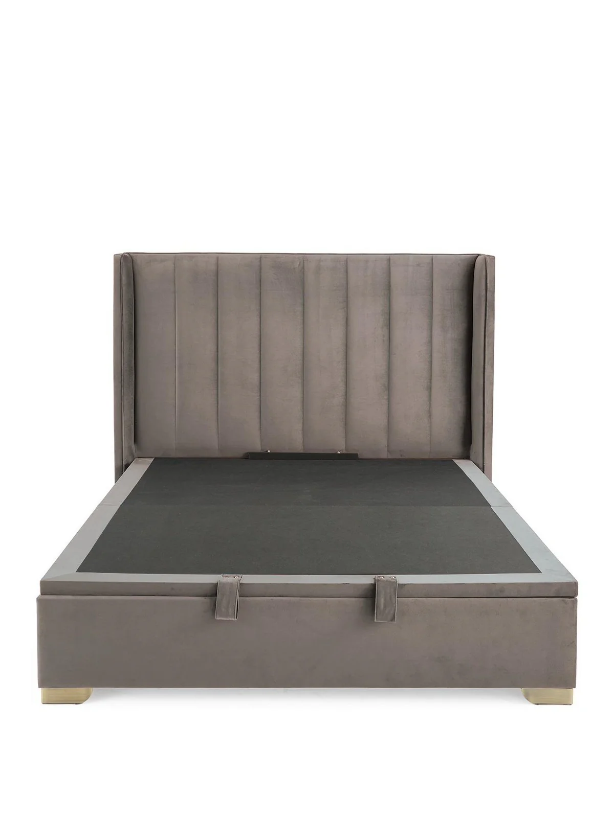 New Dakota Velvet End Lift Up Storage Ottoman Double Bed Grey Free Delivery UK - Image 2