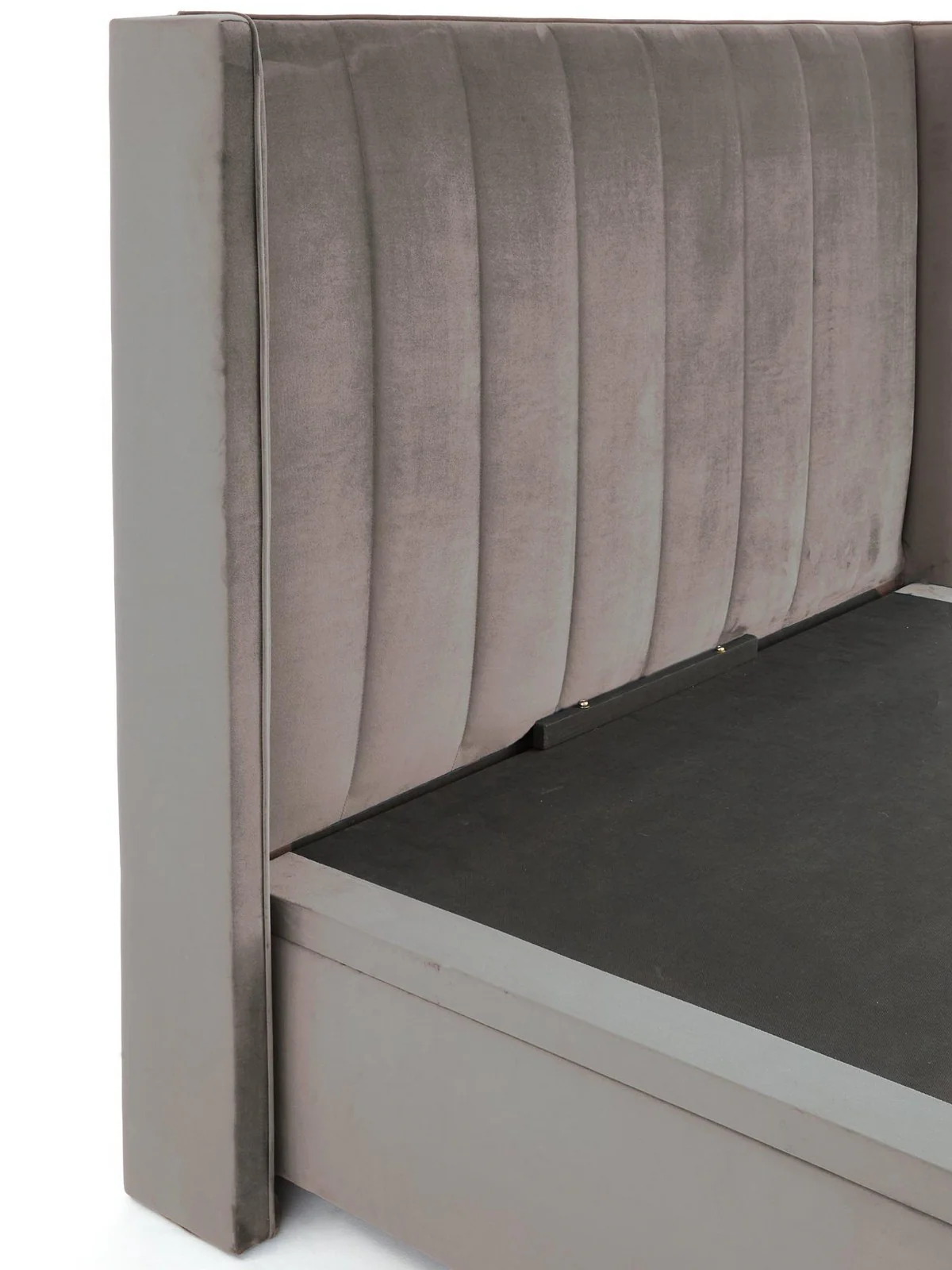 New Dakota Velvet End Lift Up Storage Ottoman Double Bed Grey Free Delivery UK - Image 4