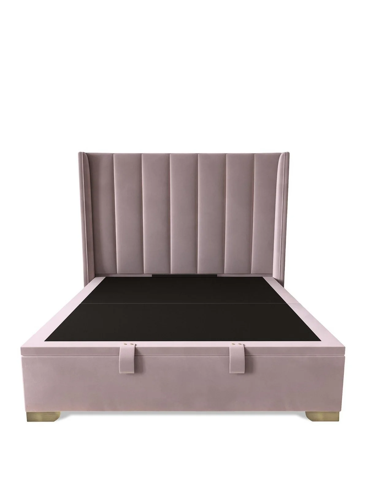 New Dakota Velvet End Lift Up Storage Ottoman King Bed Antique Rose UK - Image 2