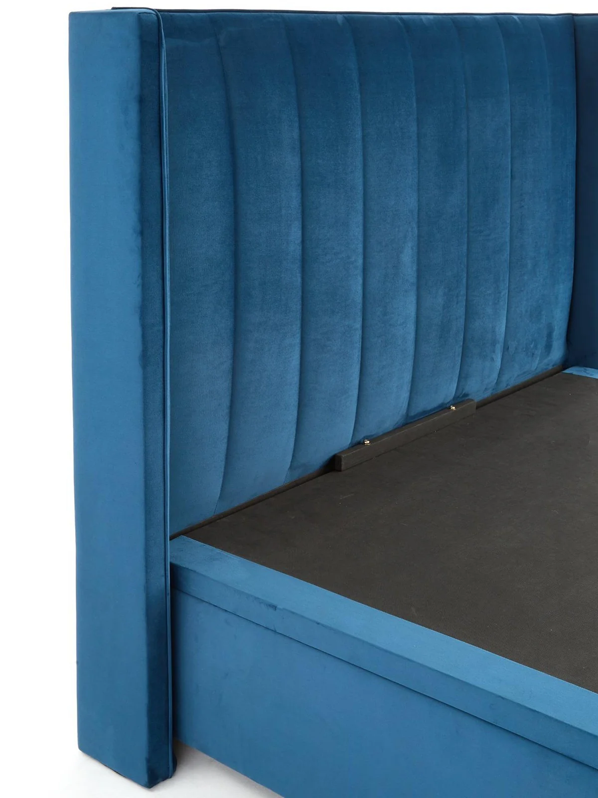 New Dakota Velvet End Lift Up Storage Ottoman King Bed Blue TOP SELLER - Image 4