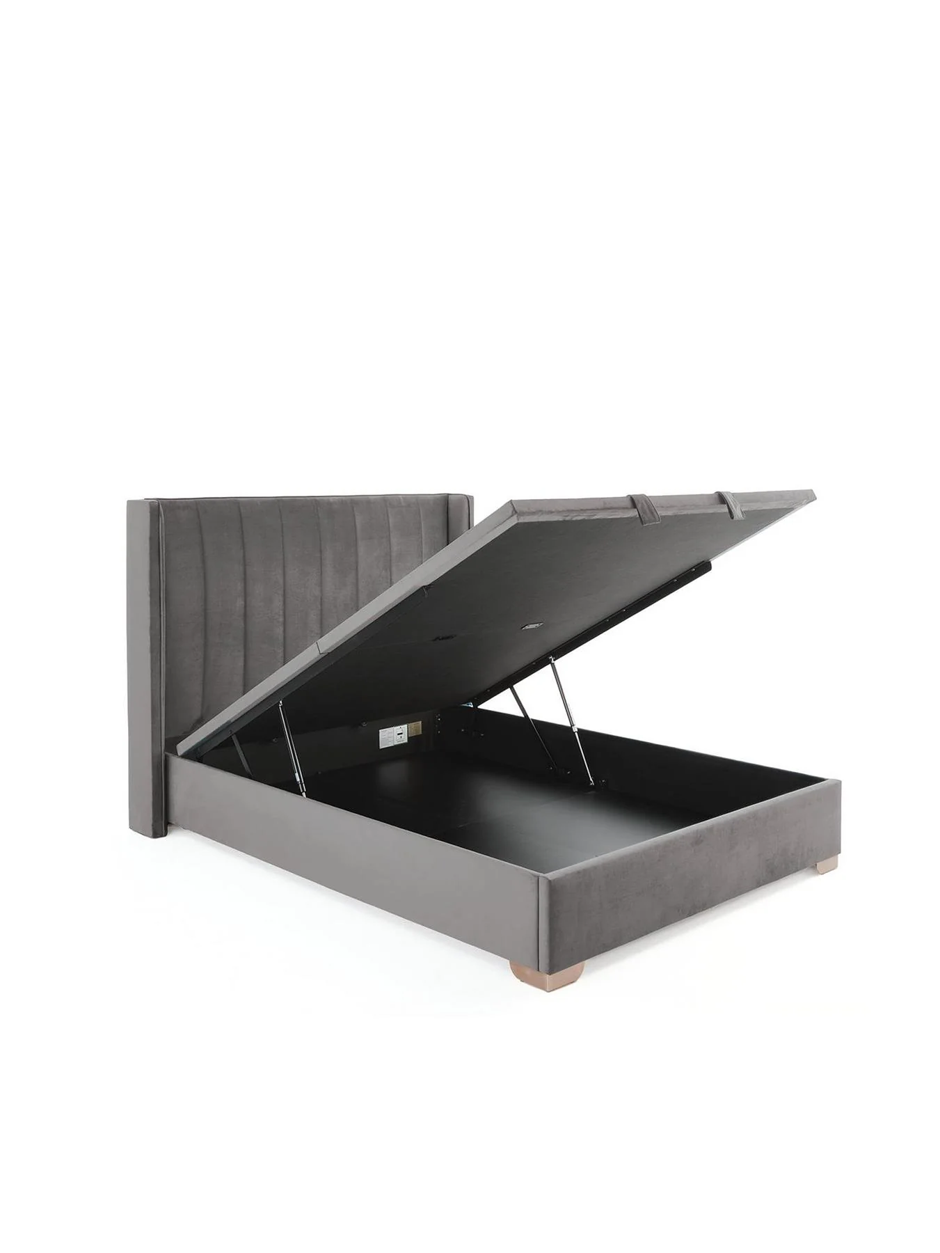 New Dakota Velvet End Lift Up Storage Ottoman Small Double Bed Grey - Image 3