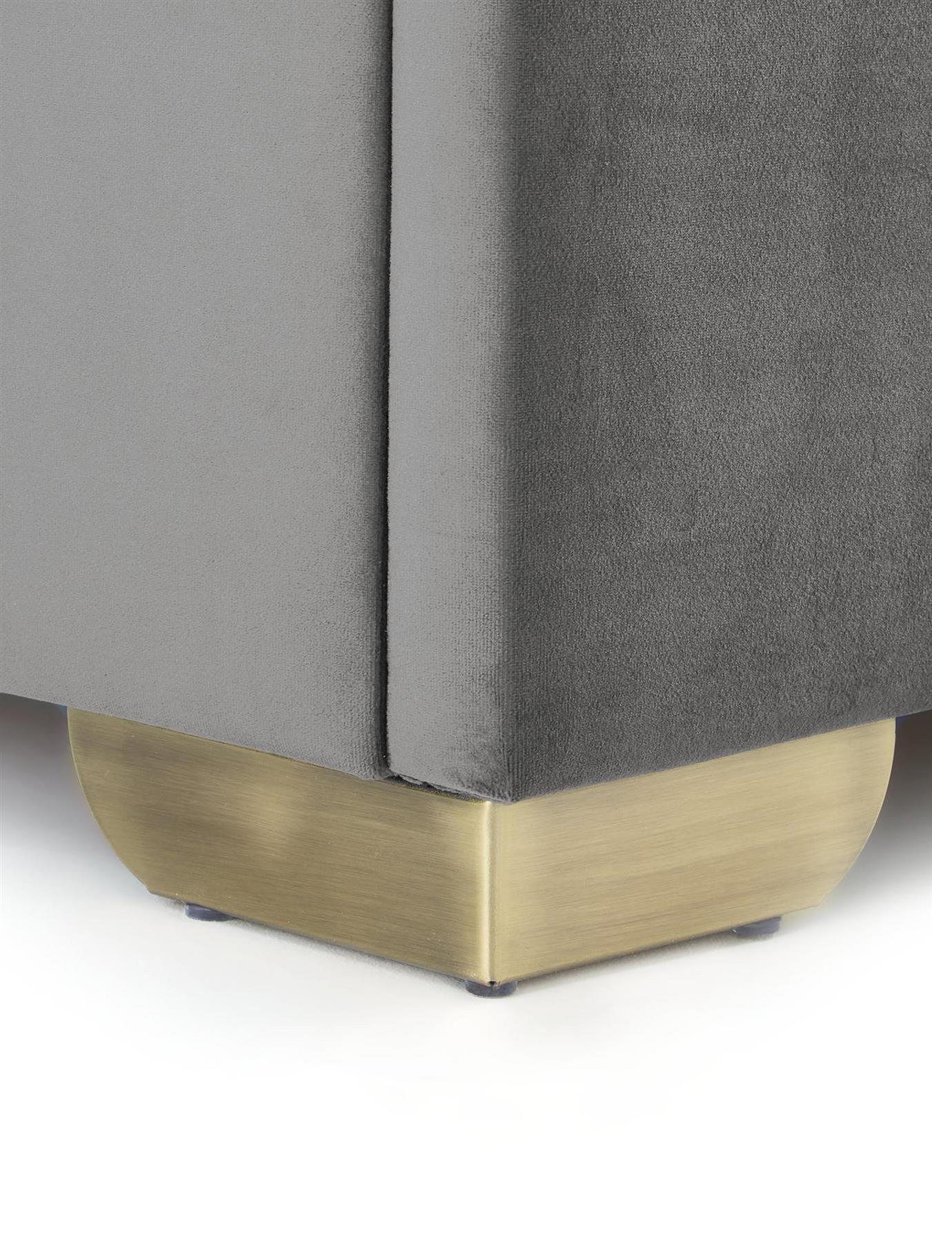 New Dakota Velvet End Lift Up Storage Ottoman Small Double Bed Grey - Image 5