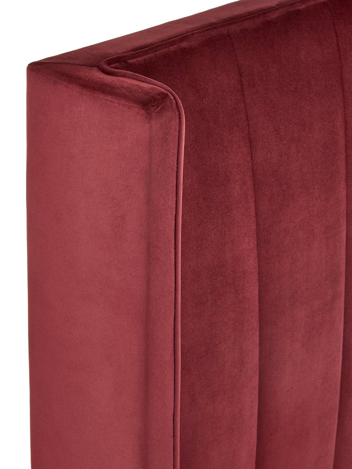 New Dakota Velvet Lift Up Ottoman Double Bed Burgundy Modern Bedroom Design - Image 4