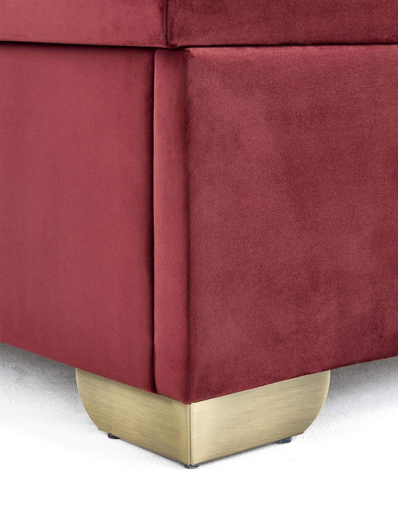 New Dakota Velvet Lift Up Ottoman Double Bed Burgundy Modern Bedroom Design - Image 6