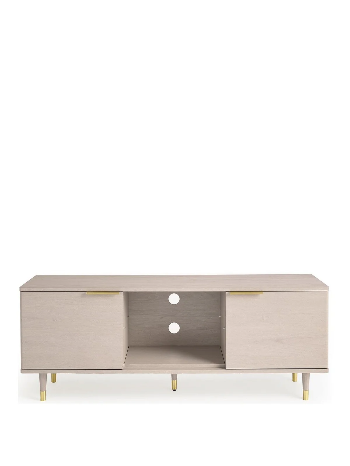 New Enna TV Unit Grey Oak Gold Handles fits up to 65 inch Media Stand - Image 2