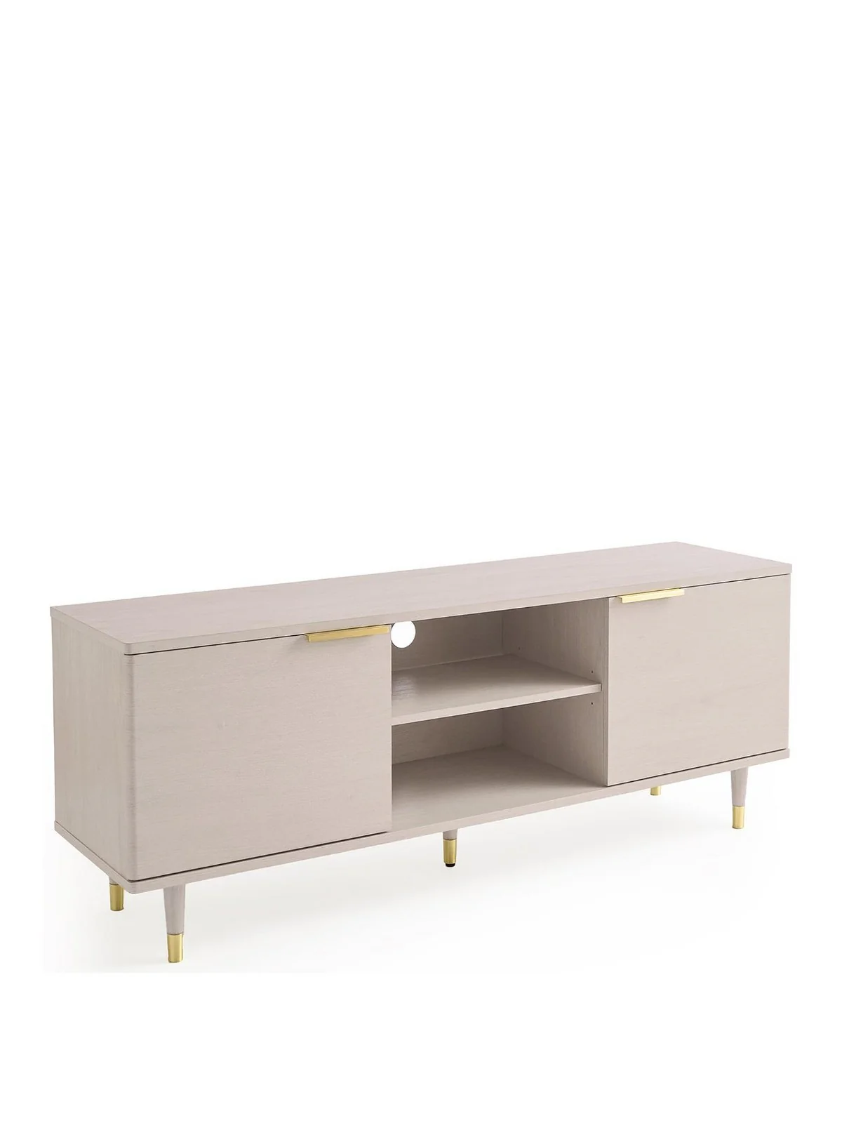 New Enna TV Unit Grey Oak Gold Handles fits up to 65 inch Media Stand - Image 3
