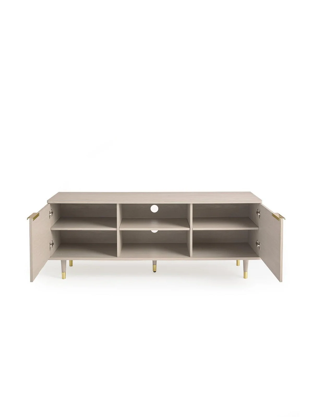 New Enna TV Unit Grey Oak Gold Handles fits up to 65 inch Media Stand - Image 4