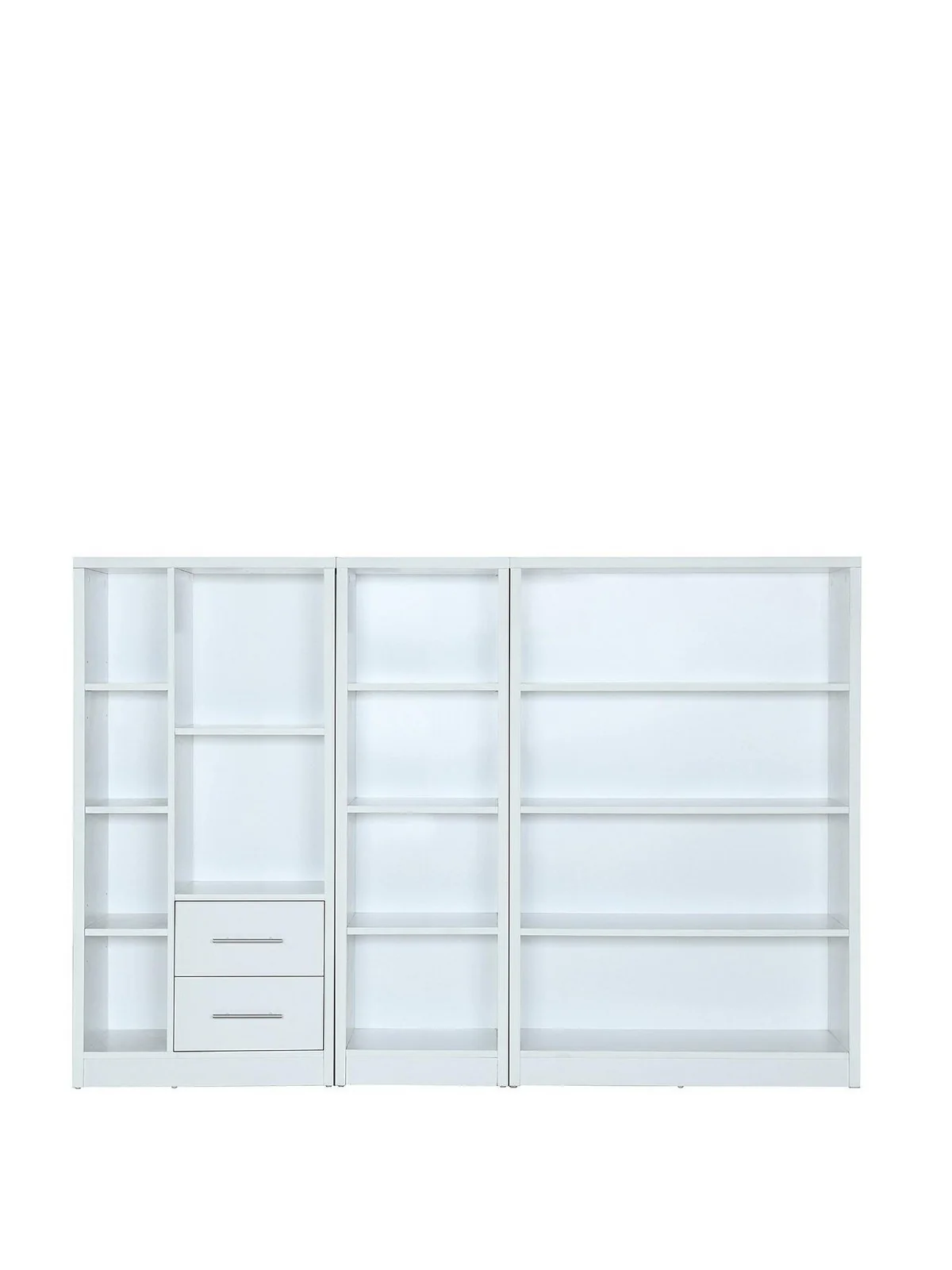 New Metro 3 Piece Storage Bookcase Package White Modular Shelving - Image 2