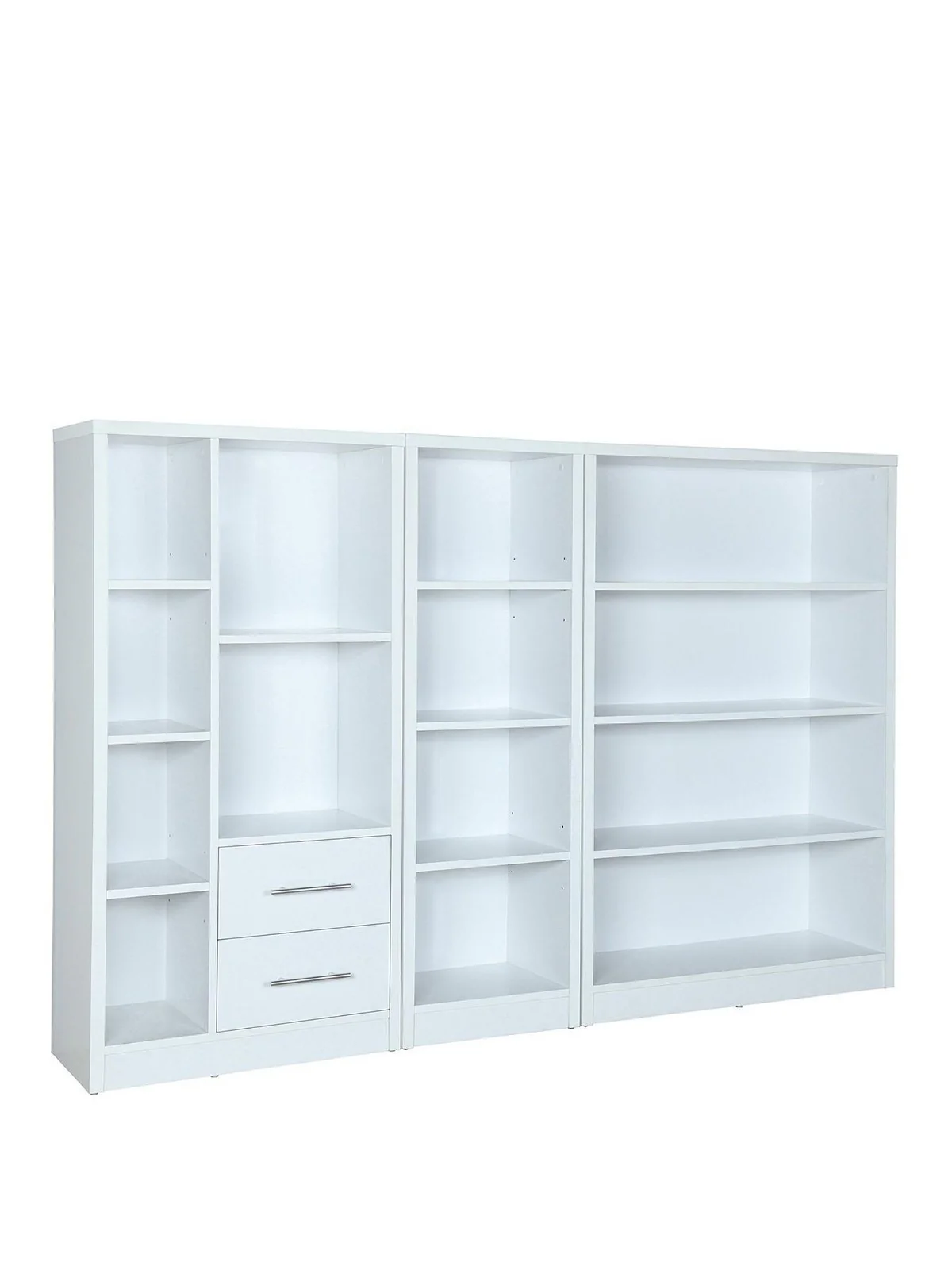 New Metro 3 Piece Storage Bookcase Package White Modular Shelving - Image 3
