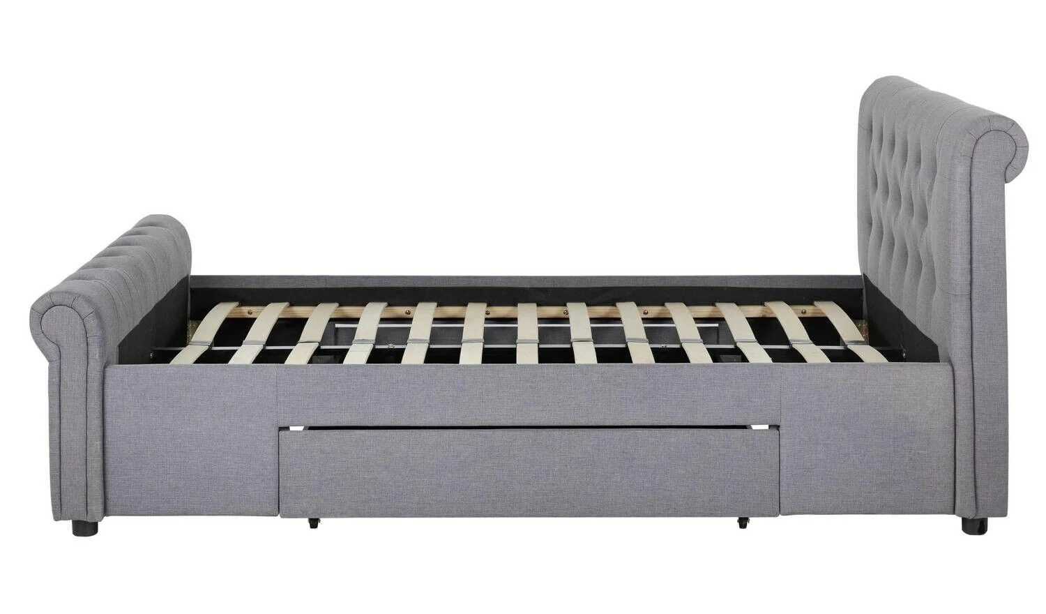 Newbury Double 2 Drawer Fabric Bed Frame Grey Stylish Bedroom Storage Solution - Image 4