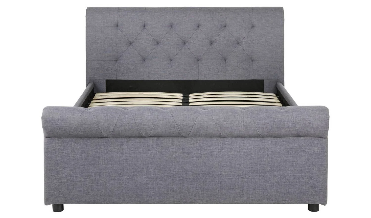 Newbury Double 2 Drawer Fabric Bed Frame Grey Stylish Bedroom Storage Solution - Image 5