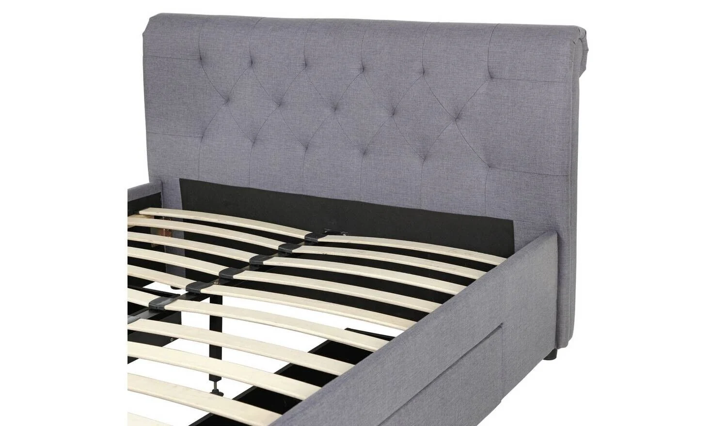 Newbury Double 2 Drawer Fabric Bed Frame Grey Stylish Bedroom Storage Solution - Image 7