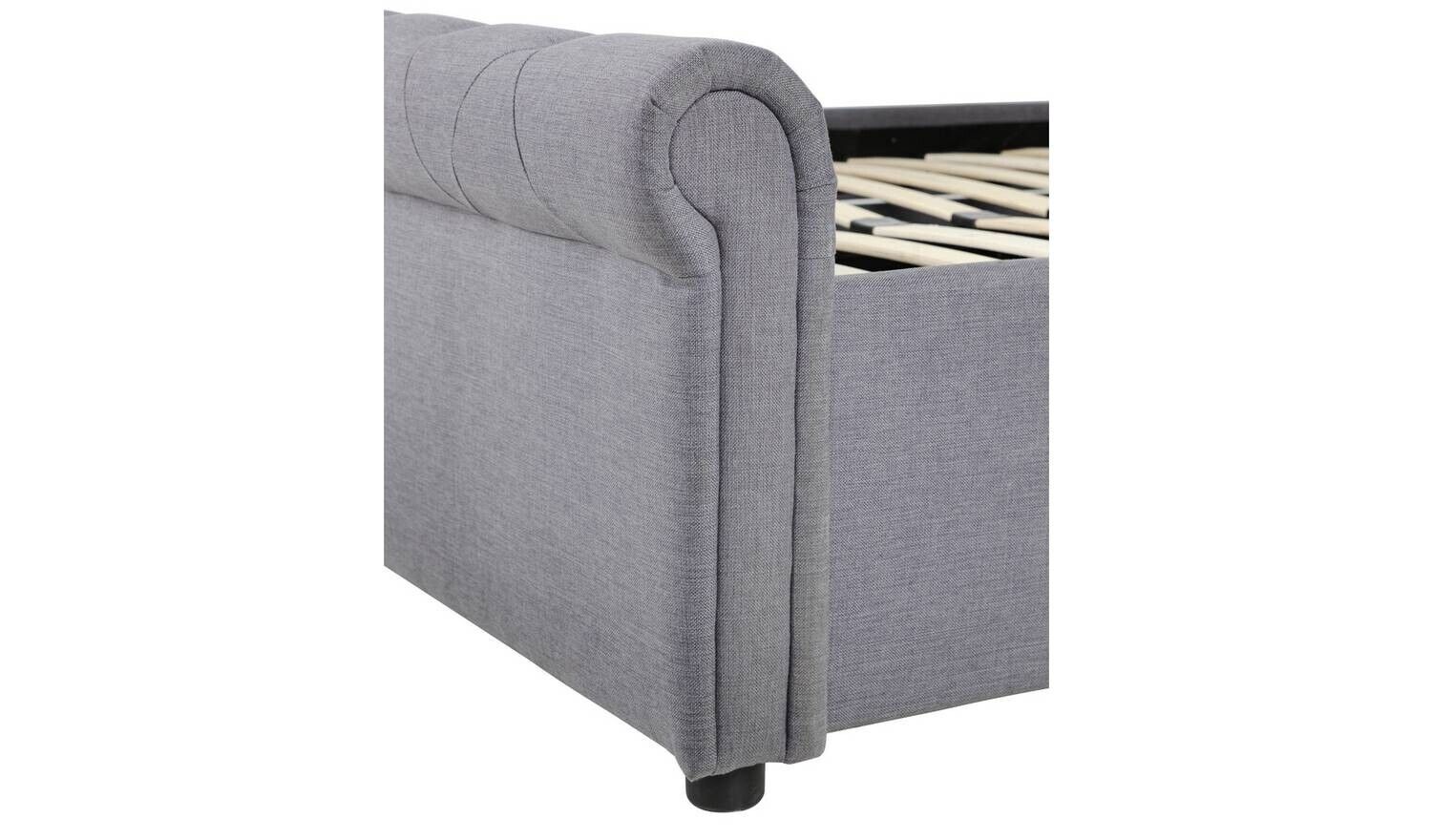 Newbury Double 2 Drawer Fabric Bed Frame Grey Stylish Bedroom Storage Solution - Image 8