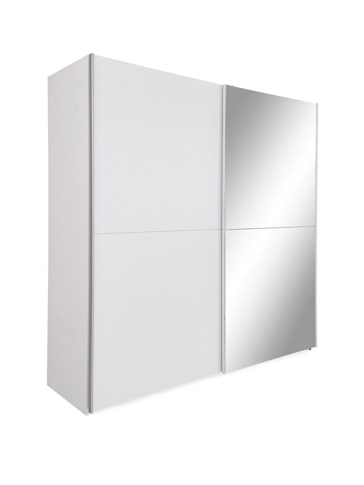 Nico 190 cm 2 Door Sliding Mirrored Wardrobe White Modern Bedroom Furniture - Image 3