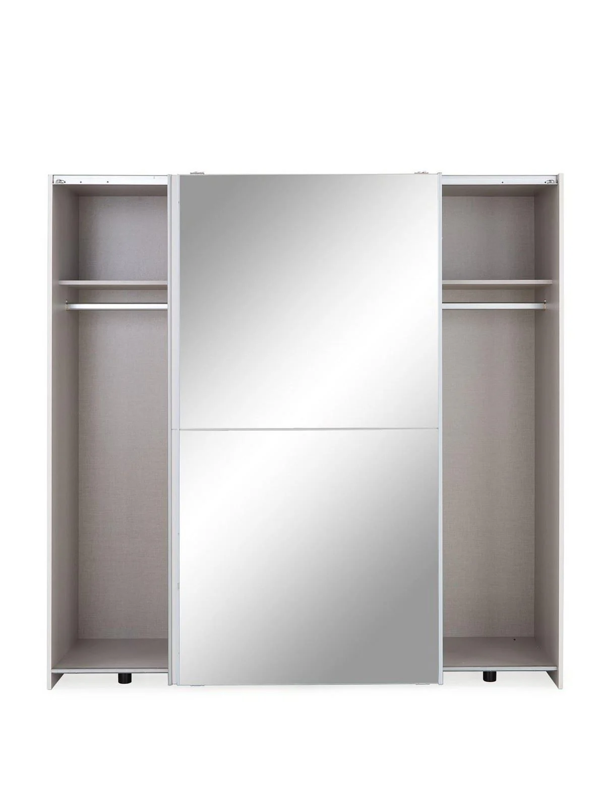 Nico 190 cm 2 Door Sliding Mirrored Wardrobe White Modern Bedroom Furniture - Image 4