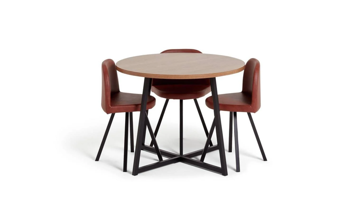 Nomad Oak Effect Dining Table & 4 Chocolate Chairs - Image 2