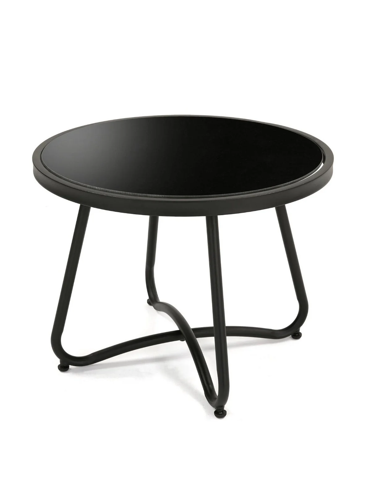 Noodle Bistro Set 2 Wicker Chairs Round Table Black Glass Garden Patio UK - Image 5