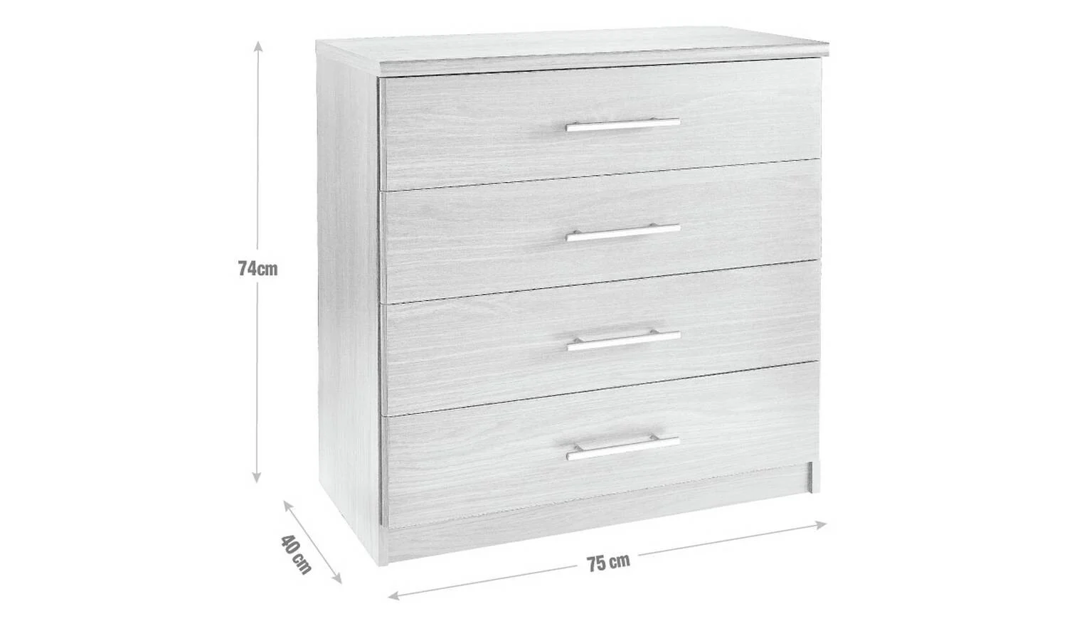 Normandy 4 Drawer Chest Grey Storage Organiser Bedroom Furniture - Image 2