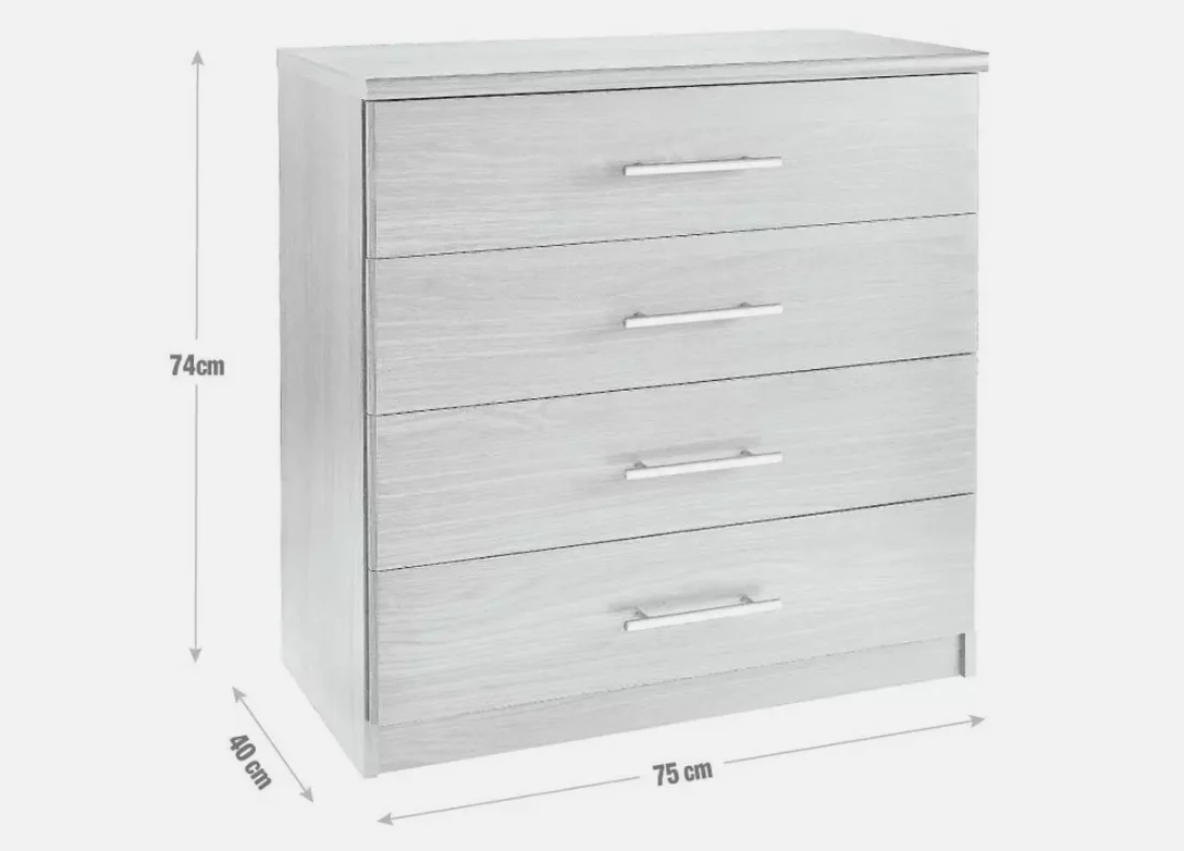 Normandy 4 Drawer Chest of Drawers White Modern Home Decor - Image 7