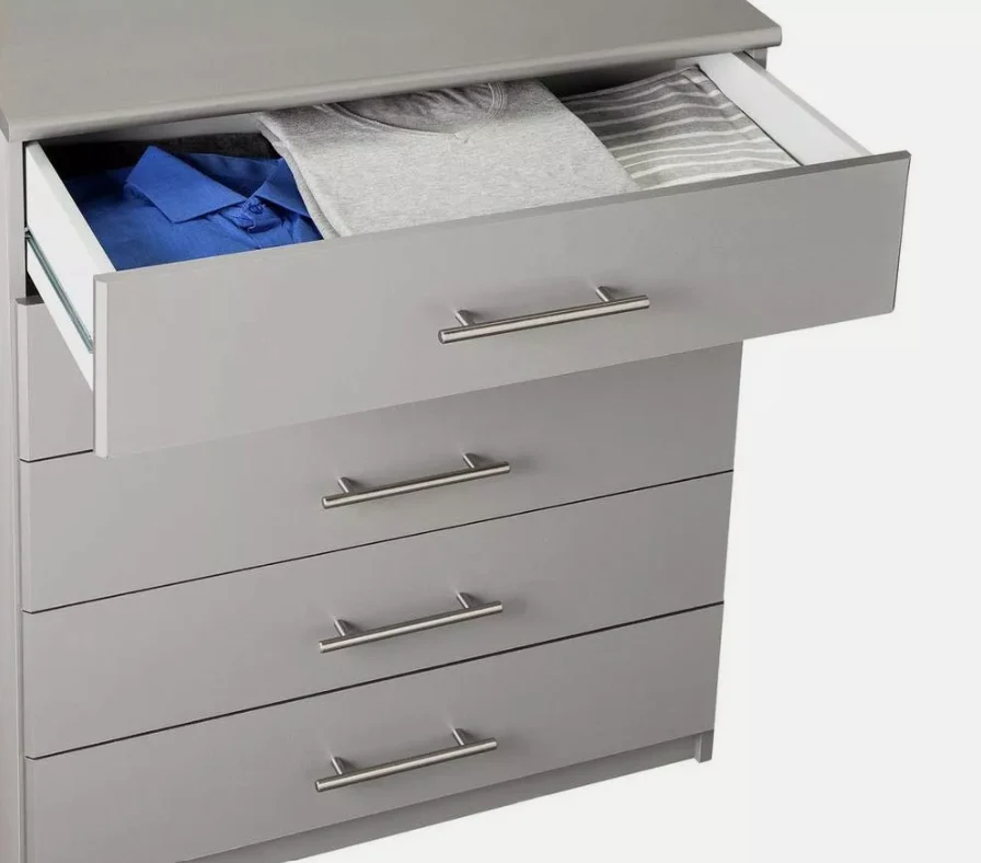 Normandy 5 Drawer Chest Grey Storage Organiser Bedroom Furniture - Image 2