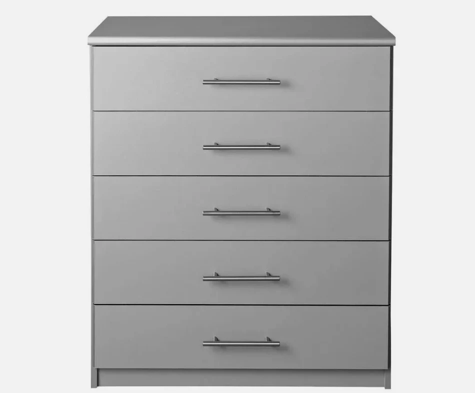 Normandy 5 Drawer Chest Grey Storage Organiser Bedroom Furniture - Image 3