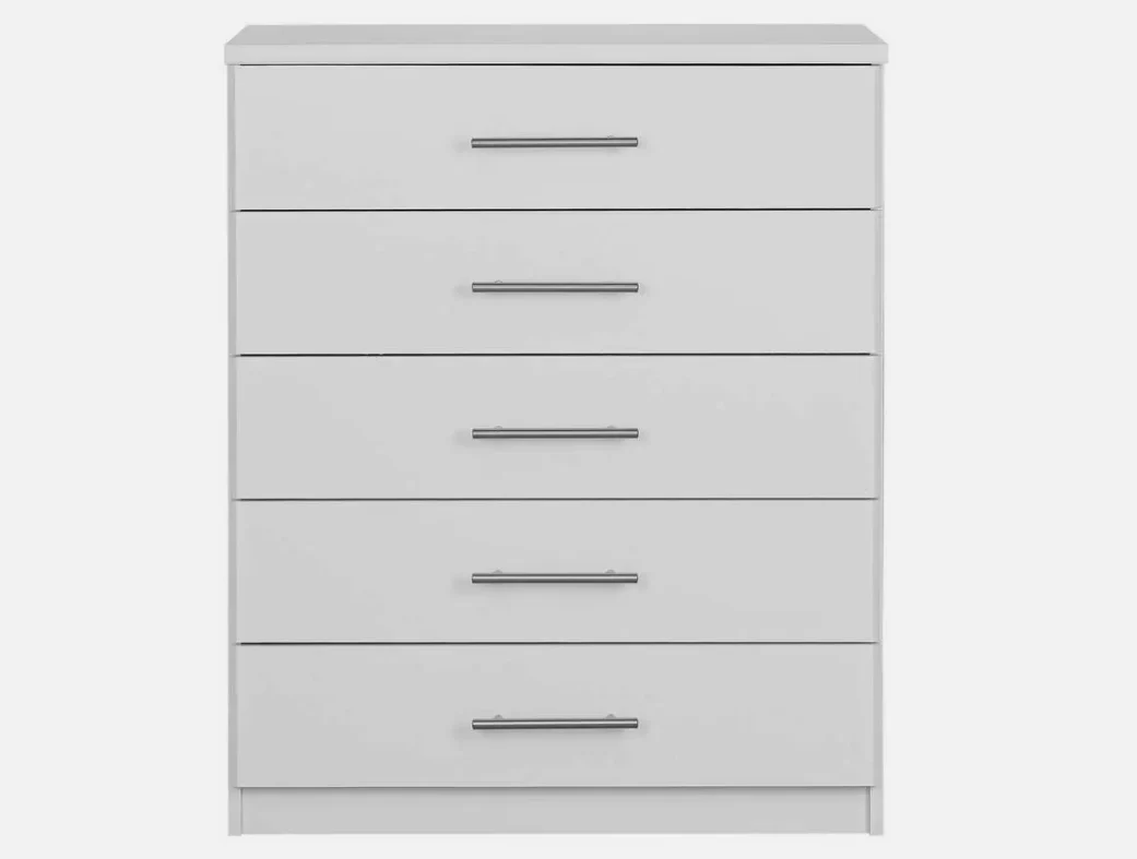 Normandy 5 Drawer Chest of Drawers White Storage Organiser Bedroom - Image 3