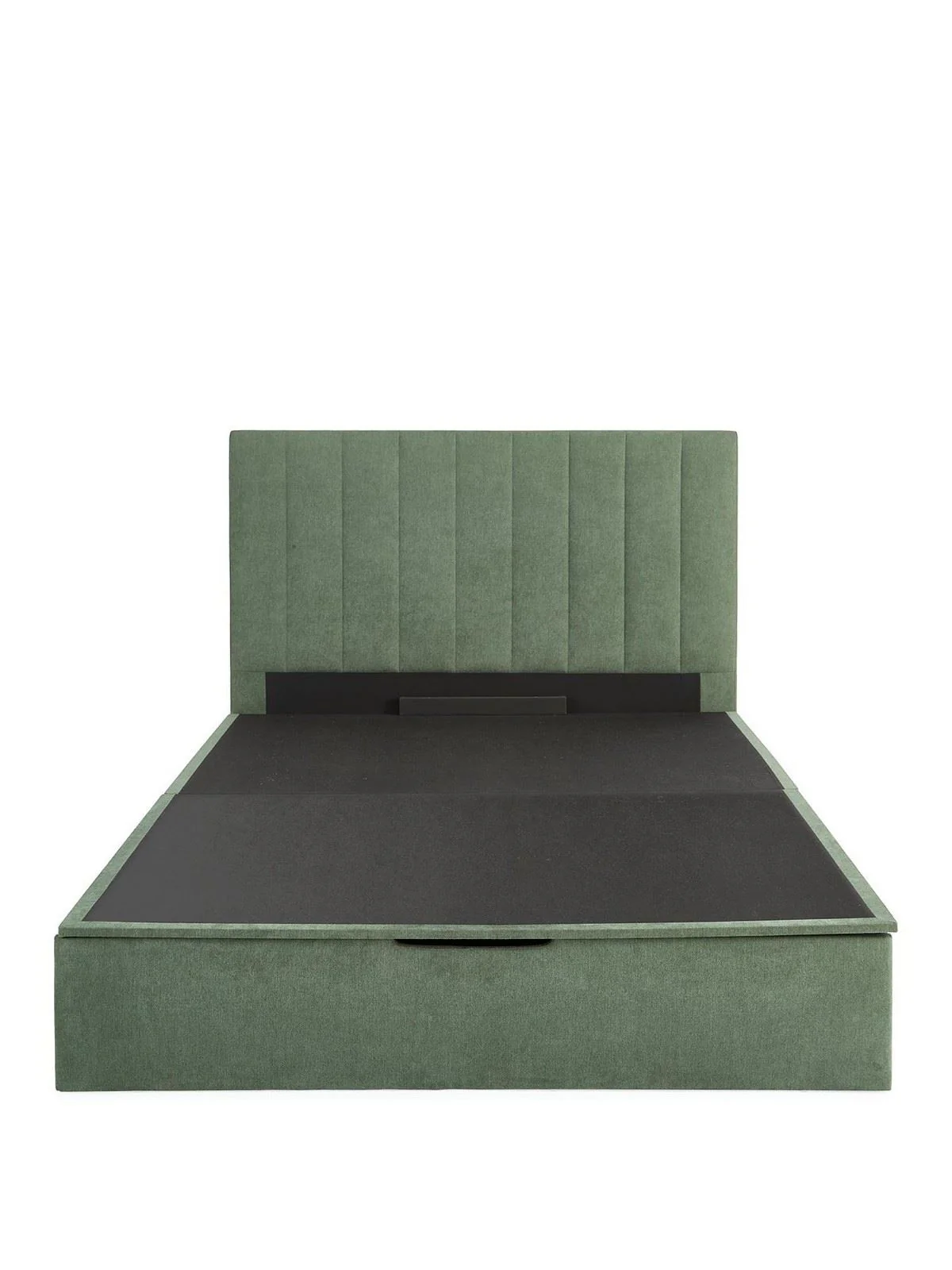 Nova End Lift Up Storage Fabric Ottoman Double Bed Winter Moss - Image 2