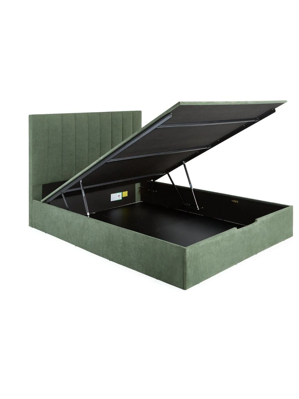 Nova End Lift Up Storage Fabric Ottoman Double Bed Winter Moss - Image 3