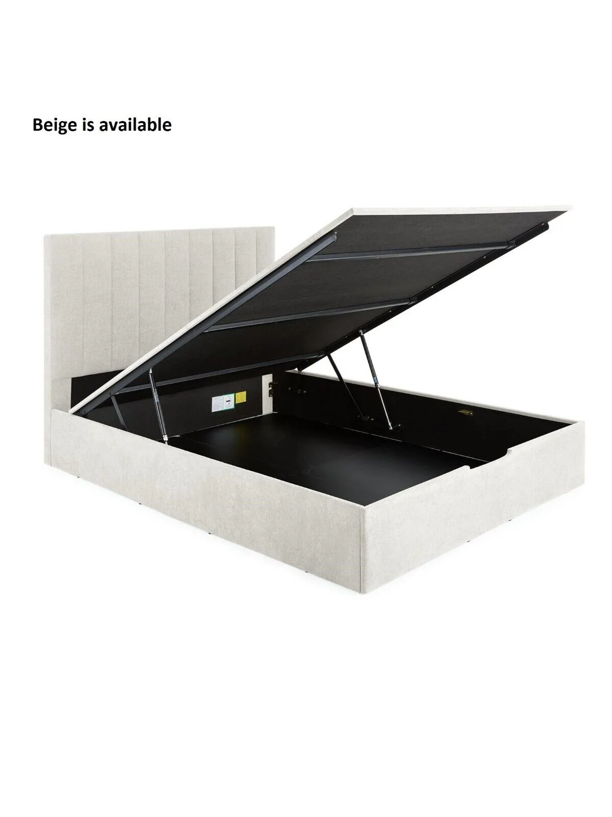 Nova Fabric Ottoman Kingsize Bed Frame Beige Modern Bedroom Storage Solution - Image 2