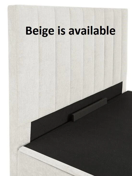 Nova Fabric Ottoman Kingsize Bed Frame Beige Modern Bedroom Storage Solution - Image 3
