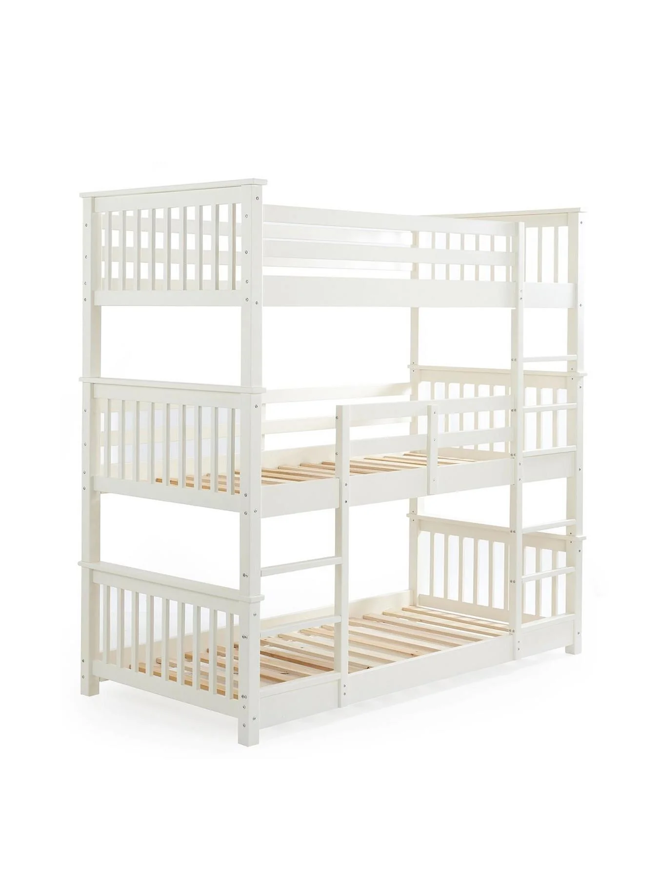 Novara White Triple Bunk Bed 3 Sleeper Kids Childrens Bedroom Furniture - Image 3
