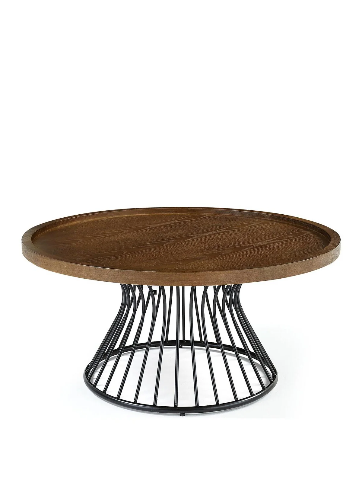 Odem Round Coffee Table Black & Walnut Modern and Stylish Living Room Furniture - Image 2