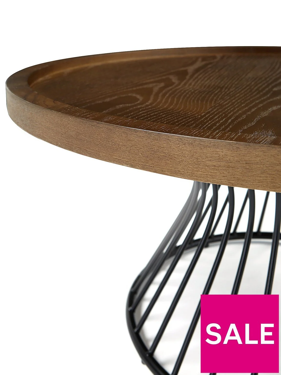 Odem Round Coffee Table Black & Walnut Modern and Stylish Living Room Furniture - Image 4