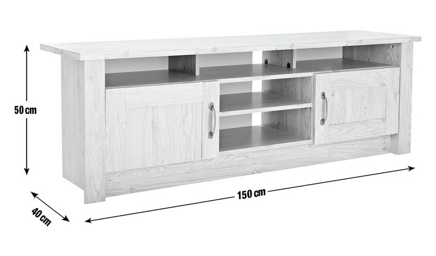Ohio TV Unit Oak Effect Media Storage Cabinet Living Room Furniture - Image 2